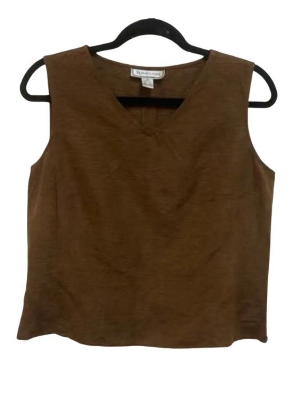 Travis Ayers Women's size 12 sleeveless brown dress top.